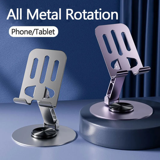 Alloy Rotating Desktop Mobile Phone Holder Stand - 360° Adjustable Metal Table Stand for Smartphone
