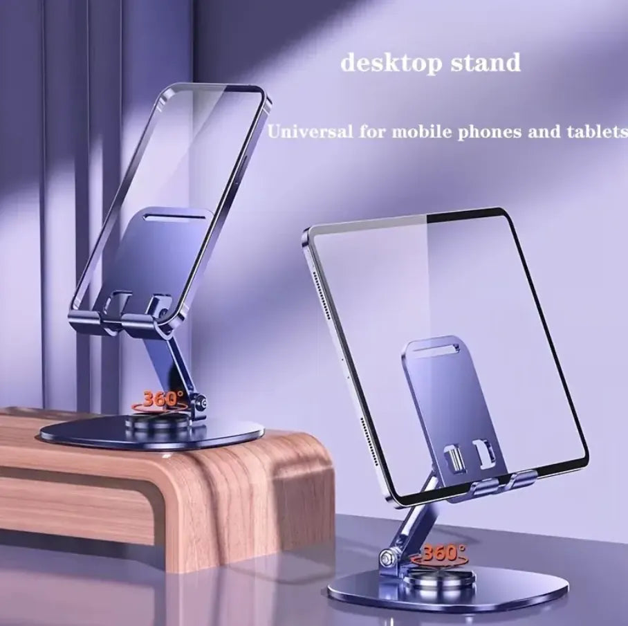 Alloy Rotating Desktop Mobile Phone Holder Stand - 360° Adjustable Metal Table Stand for Smartphone