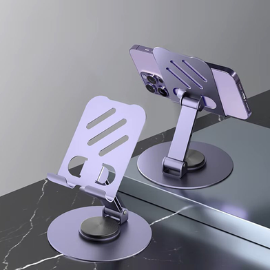 Alloy Rotating Desktop Mobile Phone Holder Stand - 360° Adjustable Metal Table Stand for Smartphone